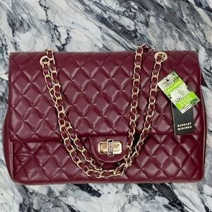 Badgley Mischka Burgundy Quilted Chain Bag